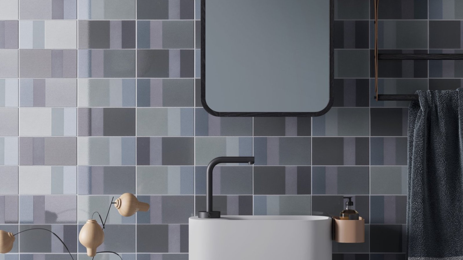 Parete in listelli Diarama di Mutina con effetto pittorico