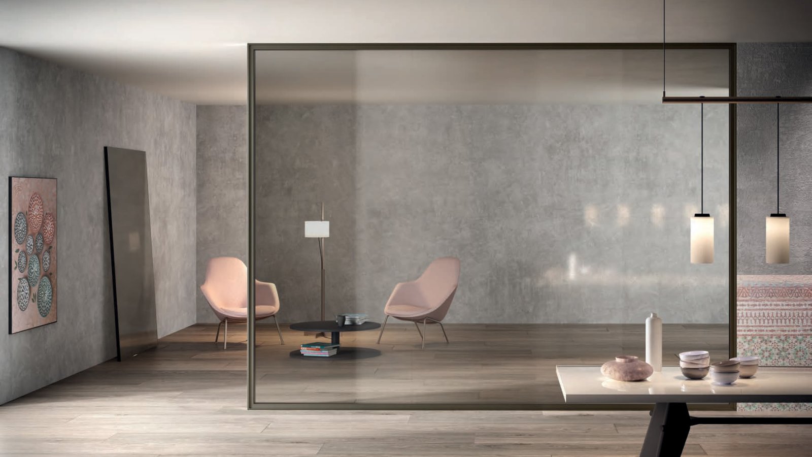 Pareti divisorie per ufficio Simple Bold di Luconi in cristallo doppio