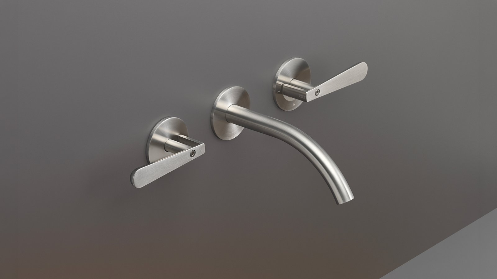 Miscelatore bicomando a parete Lutezia di Cea Design in finitura Black Diamond lucidata