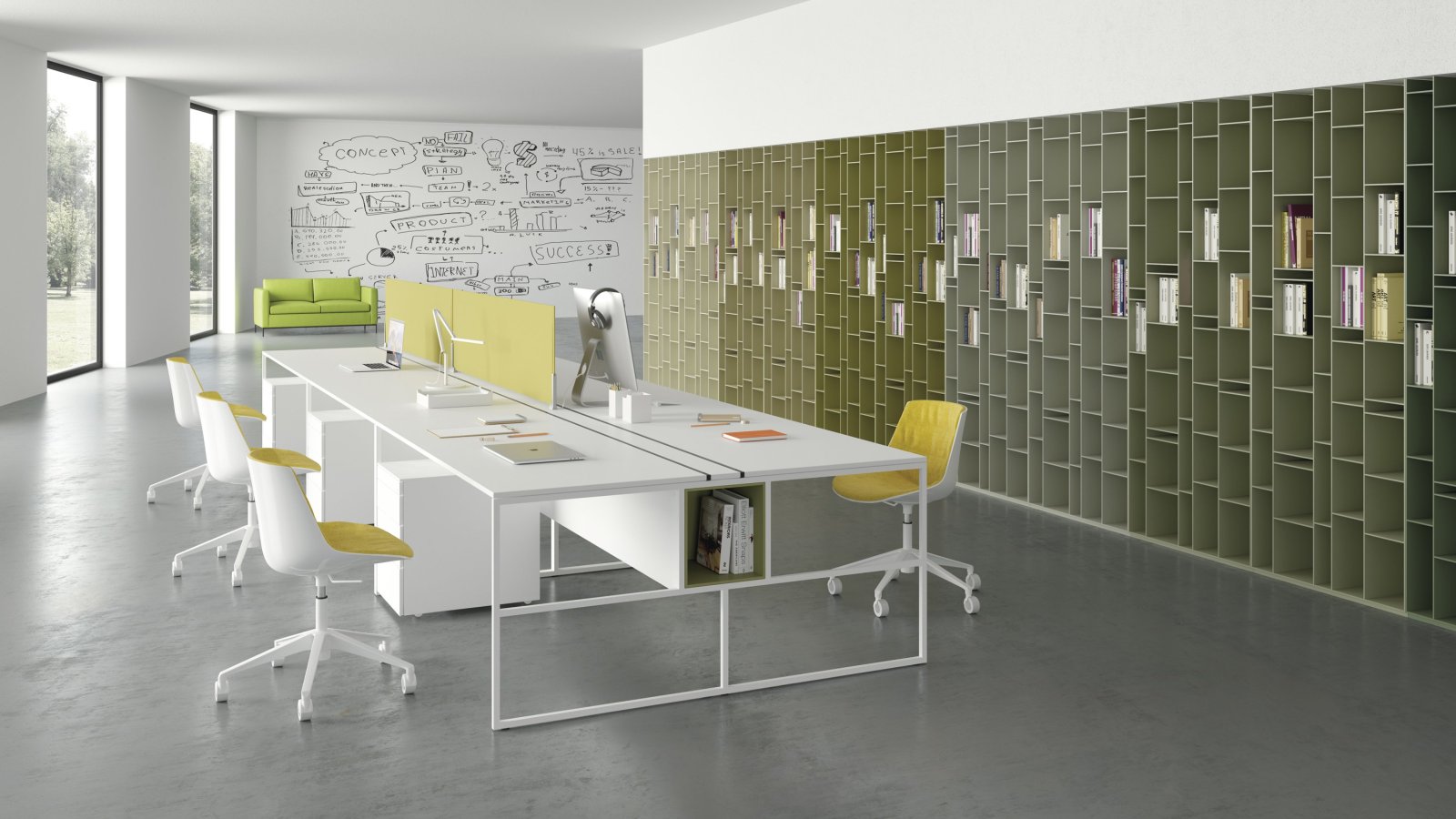 Postazioni operative 20.Venti di MDF Italia con telaio in acciaio 20 x 20 mm