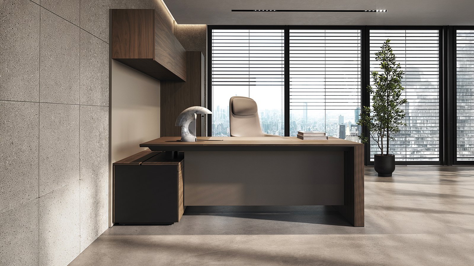 Ono di Frezza, scrivania direzionale moderna con cornice perimetrale in alluminio