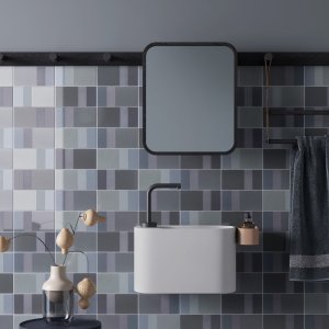 Parete in listelli Diarama di Mutina con effetto pittorico