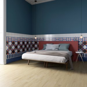 Piastrella decorata Square Terracotta, disegno a mano di Nathalie Du Pasquier per Mutina