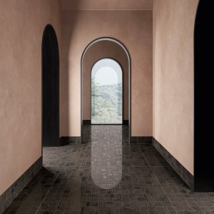 Soggiorno con pavimento Mater