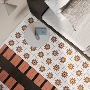 Piastrella decorata Square Green, disegno a mano di Nathalie Du Pasquier per Mutina