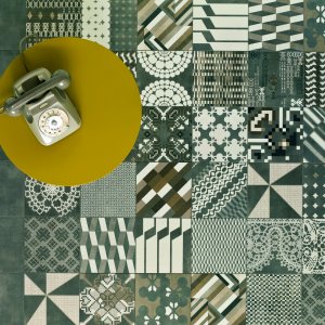 Dettaglio del pattern Azulej Trevo in gres Mutina