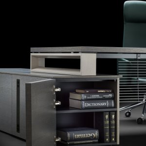 Ufficio direzionale completo con scrivania Arche e parete di armadi