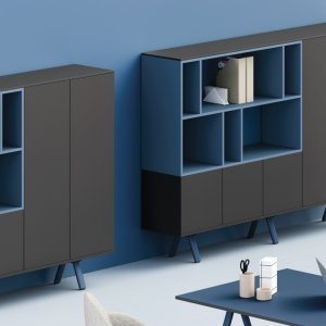 Bench da sei posti del programma Lay con lampada in MDF bianca