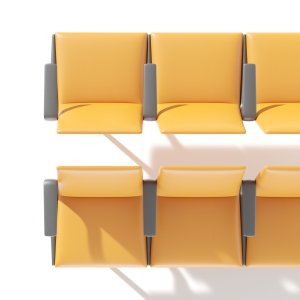 Sedute per sala d'attesa Pausit, versione da cinque unità in un atrio