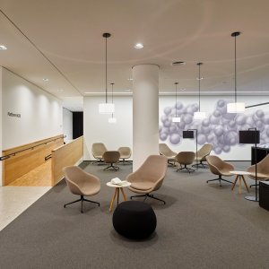 Pix rivestito in tessuto nella sala d'attesa