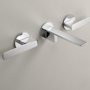 Miscelatore bicomando a parete Ayla di Cea Design in acciaio inox lucidato