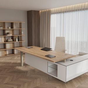 Cloud di Codutti: scrivania da 200 × 100 cm con piano in legno