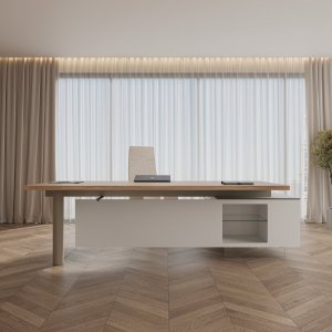 Scrivania direzionale moderna Cloud di Codutti con piano in cristallo temperato