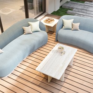 Tavolo riunioni Ginza nella versione in legno massello con sedute in legno