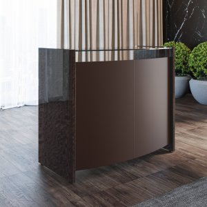 Cassettino laccato porta oggetti con dettagli in cuoio