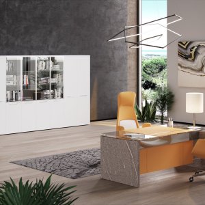 Cassettiera portante di One con anta invisibile push-pull e vano secretaire