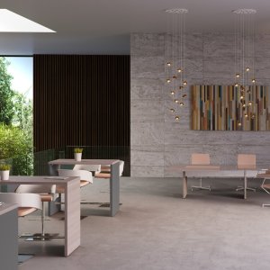 Bancone conversazione One alto 110 cm con poggiapiedi in acciaio inox