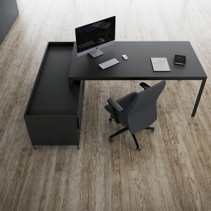 Scrivania direzionale D1 con piano in vetro