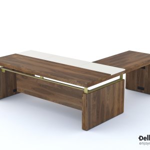 Libreria media a tre vani I Rovereschi con vetri cannettati e luce LED