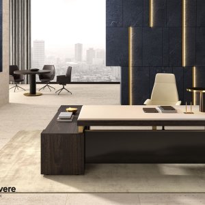 Scrivania direzionale moderna I Rovereschi di Della Rovere nella versione Bellagio in noce fumè