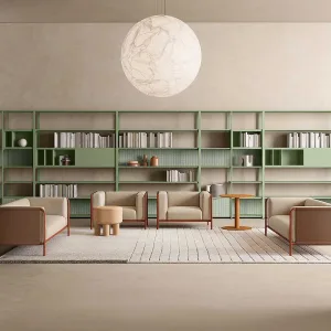 Parete di moduli Line System ad altezze diverse