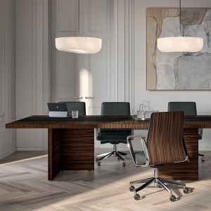 Scrivania design con dattilo e cassettiera nella versione e-10 estesa