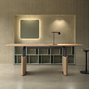 Maniglia curva sottopiano dei mobili di servizio della collezione Eleva