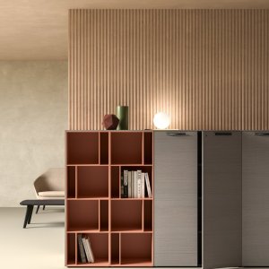 I quattro moods di finiture Eleva con rovere pelle e laccati coordinati