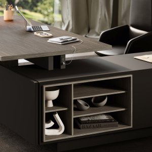 Contenitore monolitico Elite con ante scorrevoli in vetro retrolaccato Grigio Londra