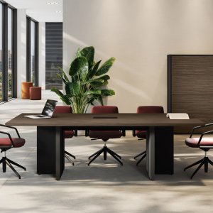 Scrivania moderna Elite Las Mobili in Pioppo Light con trave canalizzata e cassettiera nera