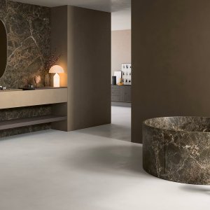 Rubinetteria di design per il bagno: gruppo Flora in Brushed Steel Look