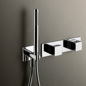 Miscelatore lavabo a parete Mint di Fantini in Matt Gun Metal PVD