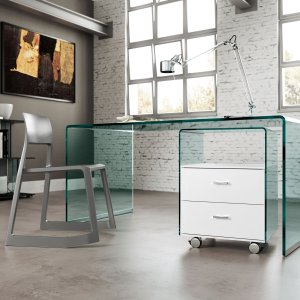 Scrivania Rialto di FIAM Italia in vetro curvato