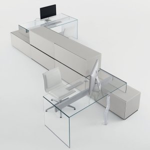 Cristallo grigio Italia sulla scrivania Air Desk