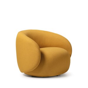 Pouf Hill 80 per 80 alto 40 cm davanti alla poltrona Quinti