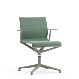 Sedia da riunione ICF Office con schienale basso e braccioli in alluminio