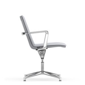 Valea Chair con schienale alto in tessuto grigio seta
