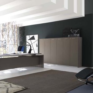 Ufficio direzionale con scrivania Athos Testa di Moro e cassettiera laccata Moka