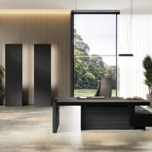 Studio medico arredato con sistema Jera Las Mobili — scrivania, contenitore totem, mobili sospesi