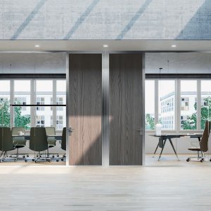 Parete divisoria in vetro K42 di Frezza con profilo in alluminio anodizzato
