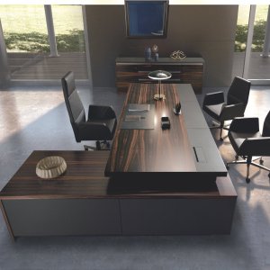 Sottomano in cuoio con cuciture sul piano Kefa