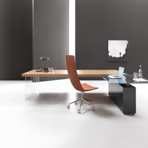Tavolo riunioni Kyo in rovere tabacco con flip top