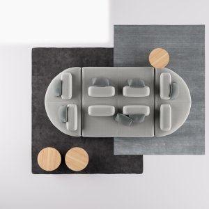 Schienale libero imbottito LaCividina appoggiato su una seduta Node+