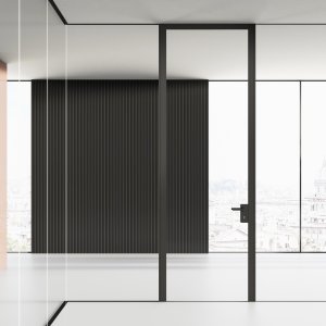 Parete acustica doppio vetro Mood a protezione di una sala consiglio
