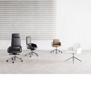 Poltrona visitatore Lead su base piramidale in alluminio a 4 razze