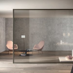 Pareti divisorie per ufficio Simple Bold di Luconi in cristallo doppio