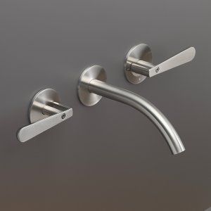 Miscelatore bicomando a parete Lutezia di Cea Design in finitura Black Diamond lucidata