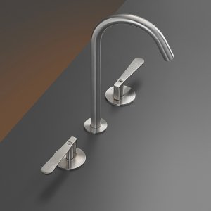 Lutezia di Cea Design, bicomando a parete in acciaio inox finitura Bronzo satinata