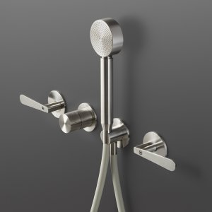 Rubinetteria tre fori Lutezia con bocca girevole in acciaio satinato, Cea Design