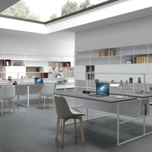 Scrivania singola 20.Venti di MDF Italia con piano in Fenix opaco
